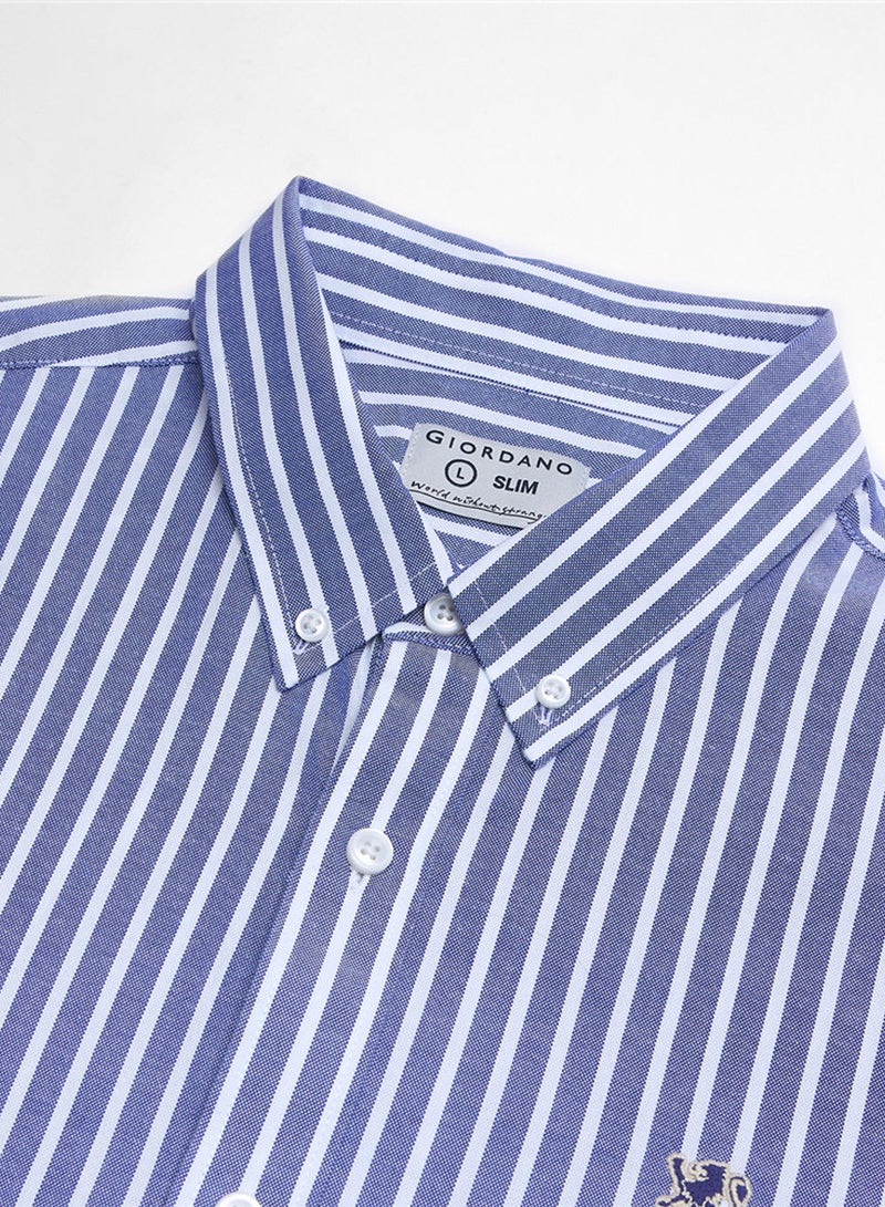 GIORDANO Men’s Cotton Slim Oxford Shirt with Embroidery - Image 3